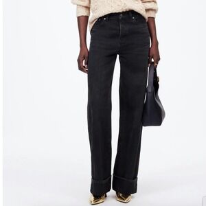 NWT Madewell Low Slung Baggy Jeans Black Wash W 32 Button Fly Cotton DM7769